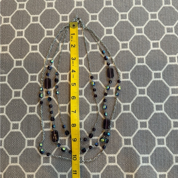 Elegant Multi-Layered Blue, Purple, and Silver Necklace - Picture 7 of 7